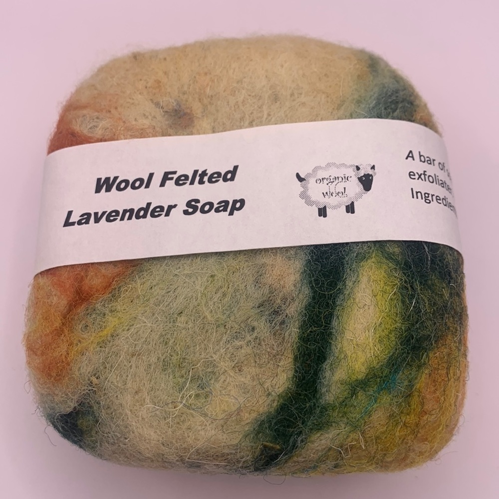 Artisan wool felted natural lavender soap